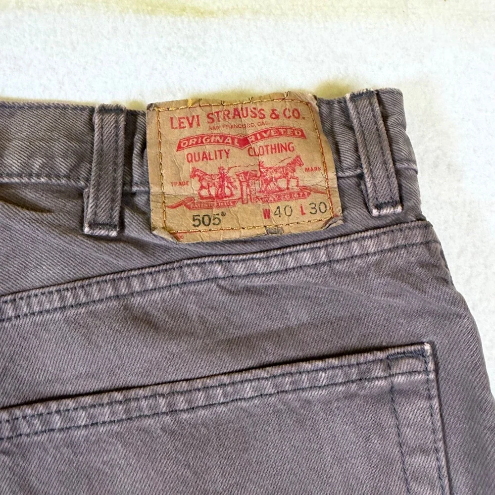 Levis 505 Regular Fit Jeans Mens 40x30 Brown‎ Grey Straight Leg Denim Pants